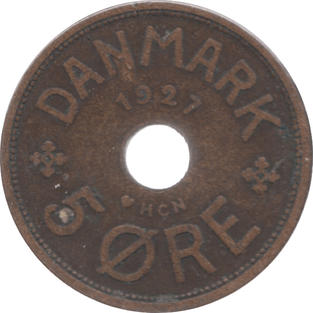 1927 5 ORE DENMARK - WORLD COINS - Cambridgeshire Coins