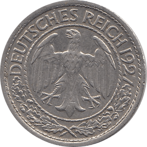 1927 50 PFENNIG MINT MARK J GERMANY REF H44 - WORLD COINS - Cambridgeshire Coins