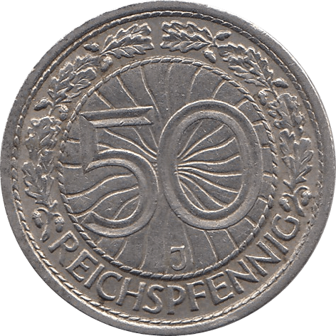 1927 50 PFENNIG MINT MARK J GERMANY REF H44 - WORLD COINS - Cambridgeshire Coins