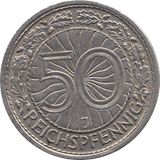 1927 50 PFENNIG MINT MARK J GERMANY REF H44 - WORLD COINS - Cambridgeshire Coins