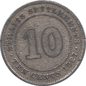 1927 .600 SILVER 10 CENTS GEORGE V STRAIT SETTLEMENTS REF H54 - SILVER WORLD COINS - Cambridgeshire Coins