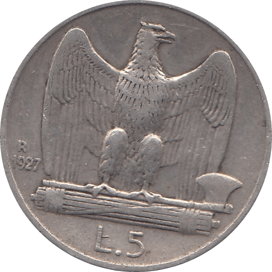 1927 .835 SILVER 5 LIRA ITALY H14 - SILVER WORLD COINS - Cambridgeshire Coins