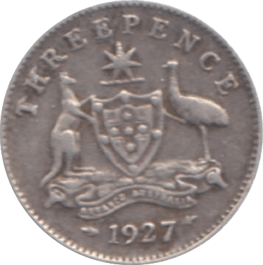 1927 AUSTRALIA SILVER THREEPENCE - SILVER WORLD COINS - Cambridgeshire Coins
