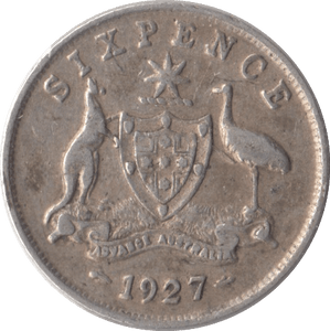 1927 AUSTRALIAN SILVER SIXPENCE - SILVER WORLD COINS - Cambridgeshire Coins