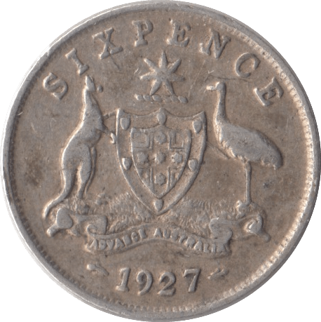 1927 AUSTRALIAN SILVER SIXPENCE - SILVER WORLD COINS - Cambridgeshire Coins