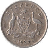 1927 AUSTRALIAN SILVER SIXPENCE - SILVER WORLD COINS - Cambridgeshire Coins