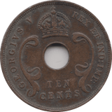 1927 EAST AFRICA TEN CENTS - WORLD COINS - Cambridgeshire Coins