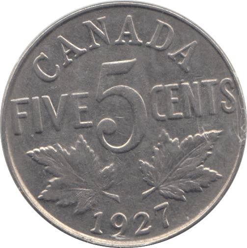 1927 FIVE CENTS CANADA - WORLD COIN - Cambridgeshire Coins