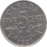 1927 FIVE CENTS CANADA - WORLD COIN - Cambridgeshire Coins