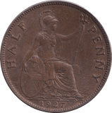 1927 HALFPENNY ( UNC ) 1 - Halfpenny - Cambridgeshire Coins