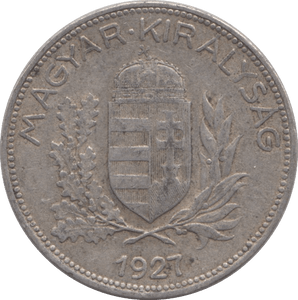 1927 HUNGARY SILVER 1 PENGO - SILVER WORLD COINS - Cambridgeshire Coins