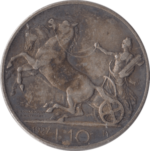 1927 SILVER 10 LIRA ITALY - SILVER WORLD COINS - Cambridgeshire Coins