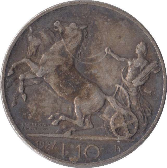 1927 SILVER 10 LIRA ITALY - SILVER WORLD COINS - Cambridgeshire Coins