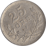 1927 SILVER 25 ORE SWEDEN - WORLD SILVER COINS - Cambridgeshire Coins