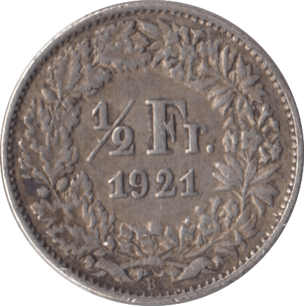 1927 SILVER SWISS 1/2 FRANC - SILVER WORLD COINS - Cambridgeshire Coins