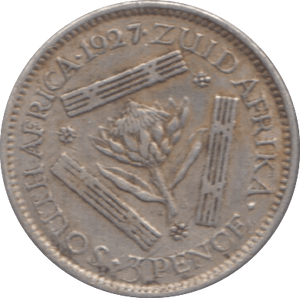 1927 SOUTH AFRICA SILVER THREEPENCE - SILVER WORLD COINS - Cambridgeshire Coins