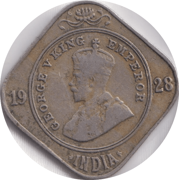 1928 2 ANNAS INDIA - WORLD COINS - Cambridgeshire Coins