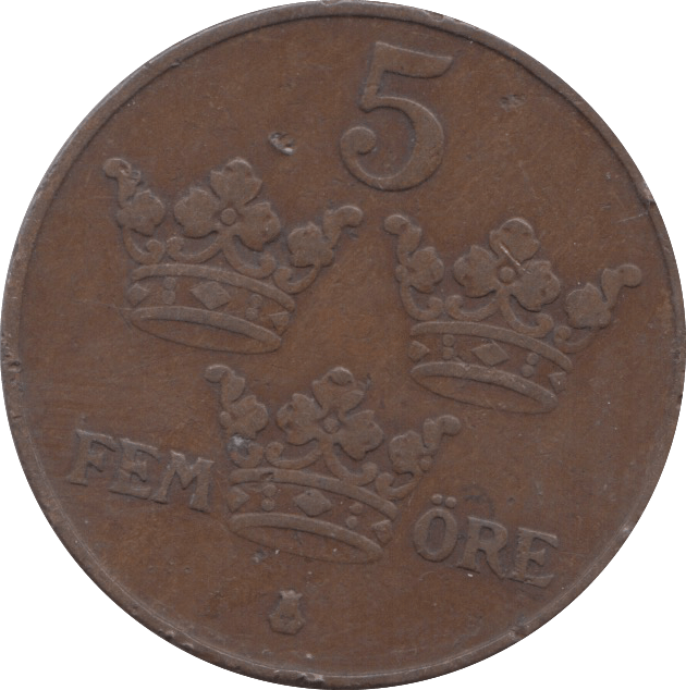 1928 5 ORE SWEDEN - WORLD COINS - Cambridgeshire Coins
