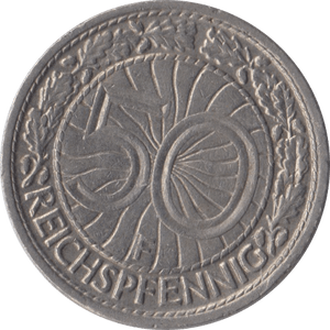 1928 50 PFENNIG MINT MARK F GERMANY - WORLD COINS - Cambridgeshire Coins