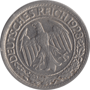 1928 50 PFENNIG MINT MARK F GERMANY - WORLD COINS - Cambridgeshire Coins