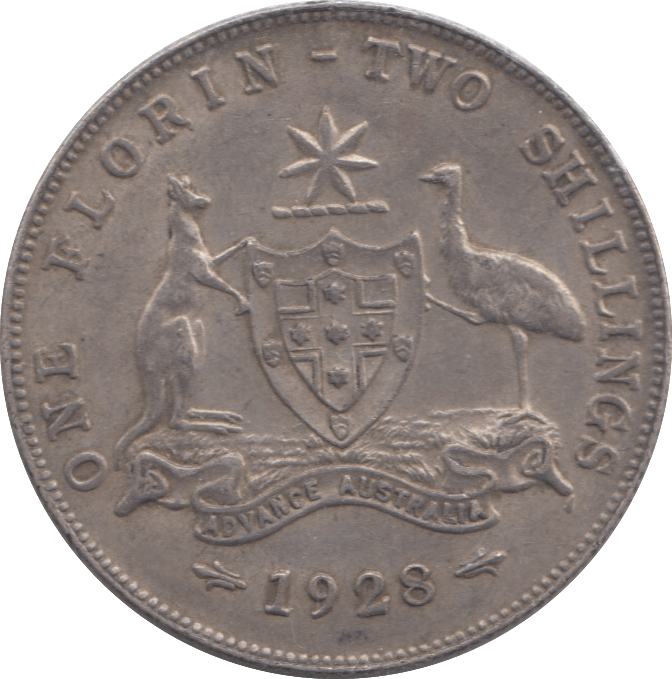 1928 AUSTRALIA SILVER ONE FLORIN - WORLD SILVER COINS - Cambridgeshire Coins