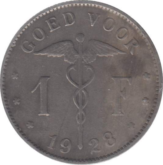 1928 BELGIUM 1 FRANCS - WORLD COINS - Cambridgeshire Coins