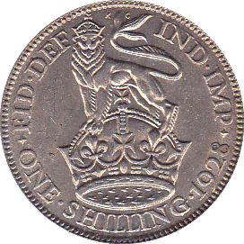 1928 SHILLING ( AUNC ) . - Shilling - Cambridgeshire Coins