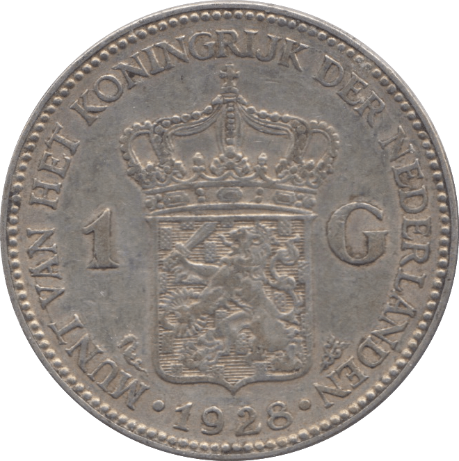 1928 SILVER 1 GULDEN NETHERLANDS - SILVER WORLD COINS - Cambridgeshire Coins
