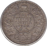 1928 SILVER HALF RUPEE INDIA - SILVER WORLD COINS - Cambridgeshire Coins