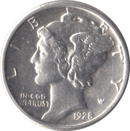 1928 SILVER ONE DIME USA - SILVER WORLD COINS - Cambridgeshire Coins