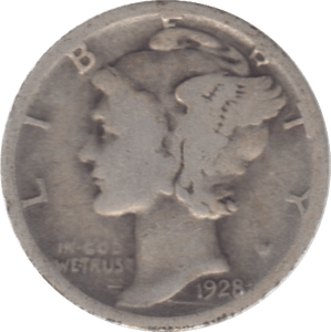 1928 USA SILVER DIME 10 CENTS - SILVER WORLD COINS - Cambridgeshire Coins