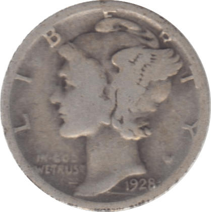 1928 USA SILVER DIME 10 CENTS - SILVER WORLD COINS - Cambridgeshire Coins