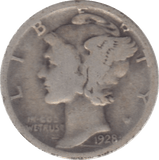 1928 USA SILVER DIME 10 CENTS - SILVER WORLD COINS - Cambridgeshire Coins