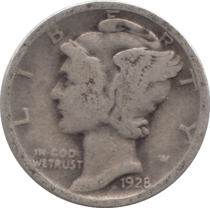 1928 USA SILVER DIME DENVER MINT - SILVER WORLD COINS - Cambridgeshire Coins