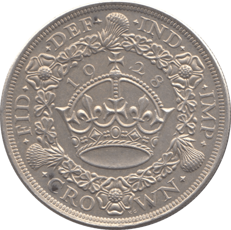 1928 WREATH CROWN ( AUNC ) 2 - Crown - Cambridgeshire Coins