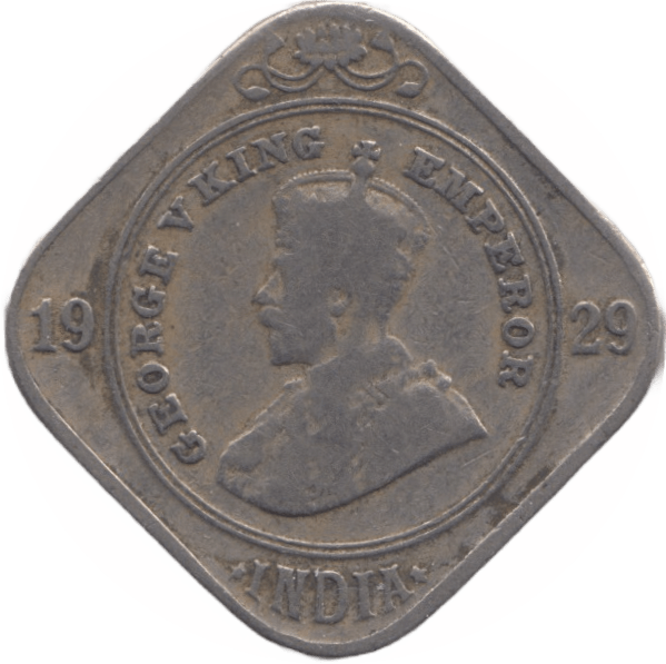 1929 2 ANNAS INDIA - WORLD COINS - Cambridgeshire Coins