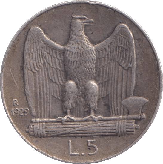1929 5 LIRA ITALY - WORLD COINS - Cambridgeshire Coins