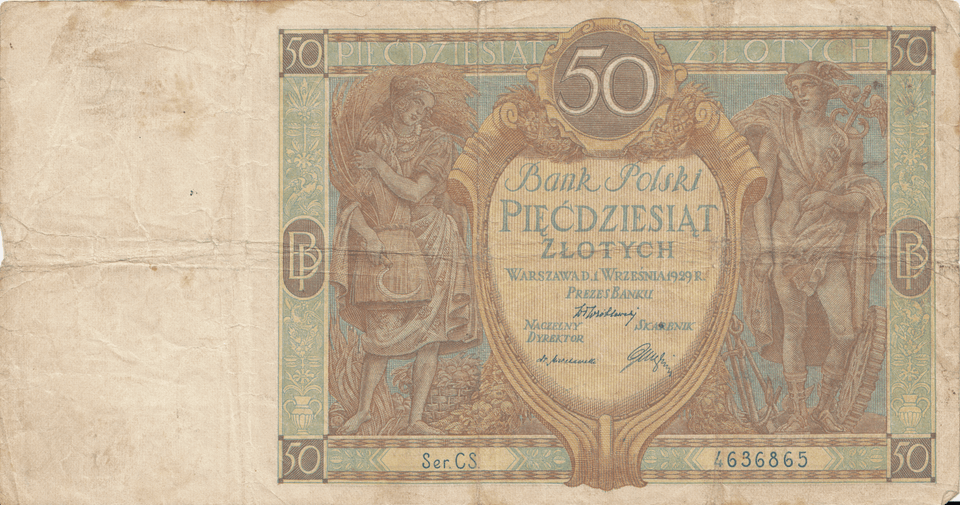 1929 50 ZLOTYCH POLAND REF 1152 - World Banknotes - Cambridgeshire Coins
