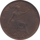 1929 FARTHING ( EF ) 2 - Farthing - Cambridgeshire Coins