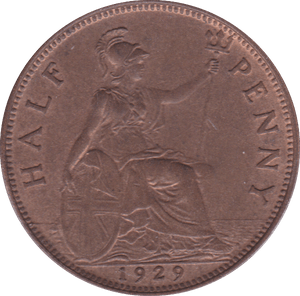 1929 HALFPENNY ( UNC ) A - Halfpenny - Cambridgeshire Coins