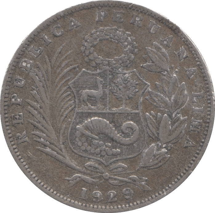 1929 SILVER 1/2 SOL PERU - SILVER WORLD COINS - Cambridgeshire Coins