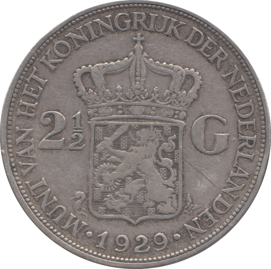 1929 SILVER 2.5 GUILDER DUTCH - WORLD SILVER COINS - Cambridgeshire Coins