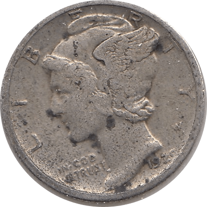 1929 SILVER DIME USA - SILVER WORLD COINS - Cambridgeshire Coins