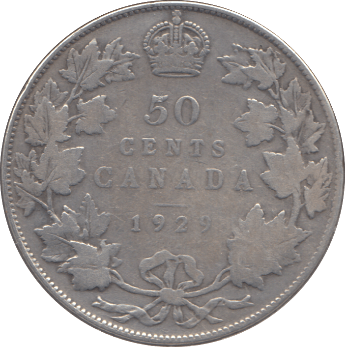1929 SILVER FIFTY CENTS CANADA - WORLD SILVER COINS - Cambridgeshire Coins
