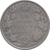 1929 SILVER FIFTY CENTS CANADA - WORLD SILVER COINS - Cambridgeshire Coins