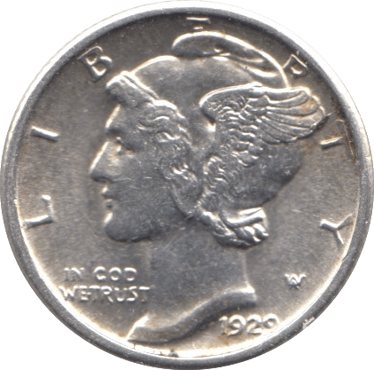 1929 SILVER ONE DIME USA - SILVER WORLD COINS - Cambridgeshire Coins