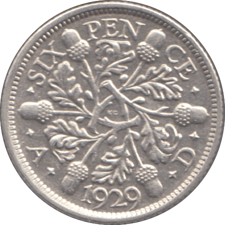 1929 SIXPENCE ( EF ) 2 - Sixpence - Cambridgeshire Coins