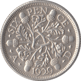 1929 SIXPENCE ( VF ) - Sixpence - Cambridgeshire Coins