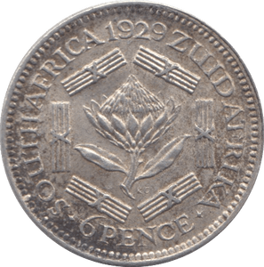 1929 SOUTH AFRICA SILVER SIXPENCE - SILVER WORLD COINS - Cambridgeshire Coins