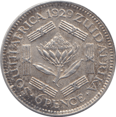 1929 SOUTH AFRICA SILVER SIXPENCE - SILVER WORLD COINS - Cambridgeshire Coins